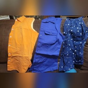 Orange, Blue, and Starry Blue Sleeveless Tops